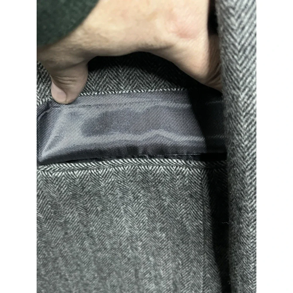 Gianfranco Ruffini Camel Hair Blend Gray Herringbone Sport Coat Blazer Mens 46 L